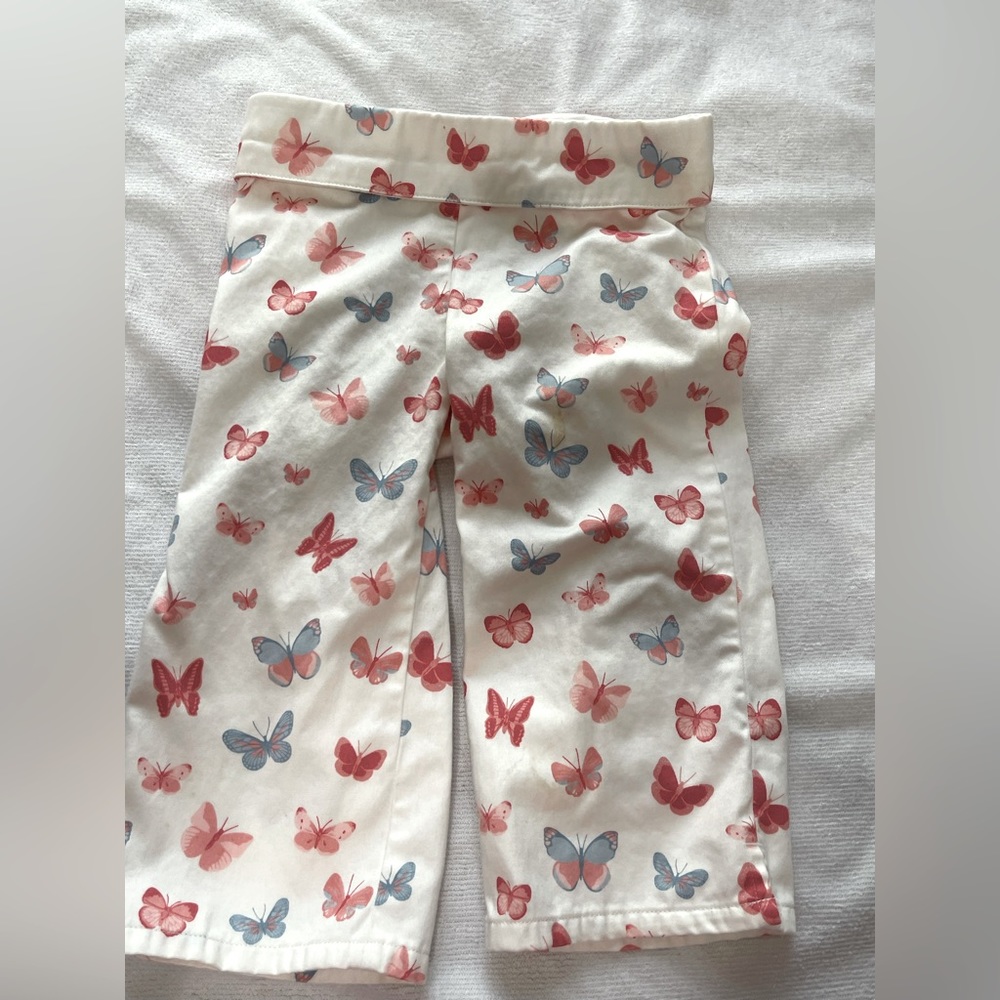 Janie and Jack toddler girls sateen butterfly crop pants
